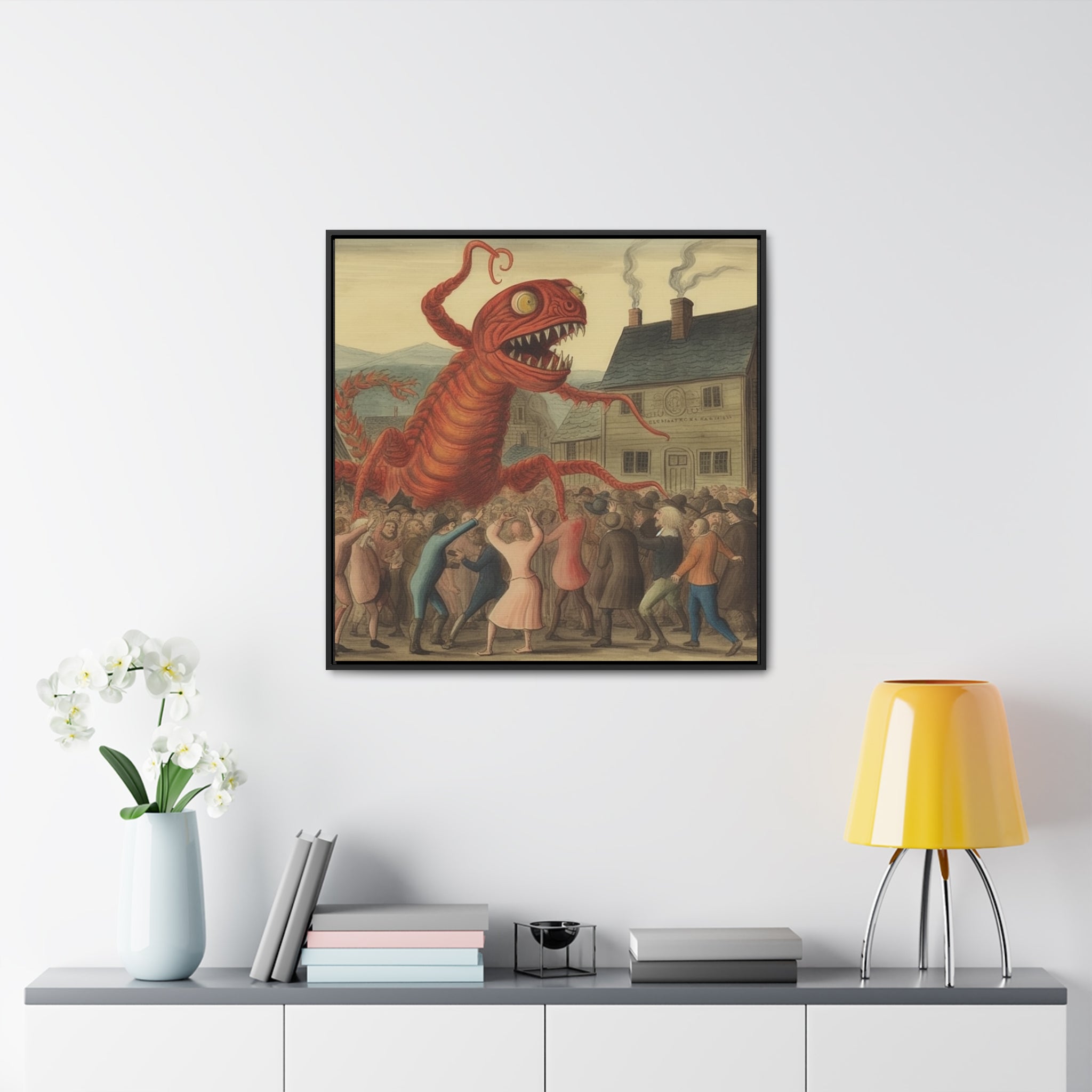 The Beast that Only Eats Vibe -- AI Collaboration -- Gallery Canvas Wraps, Square Frame