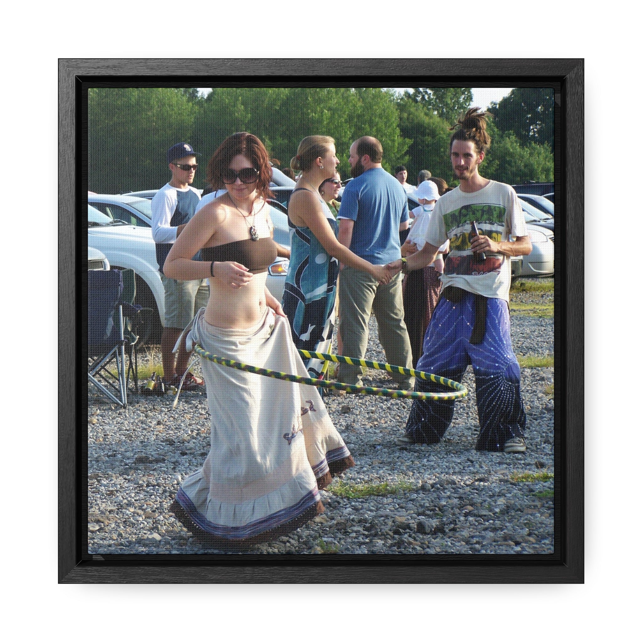 Hula Dancer in the Lot - Gallery Canvas Wraps, Square Frame