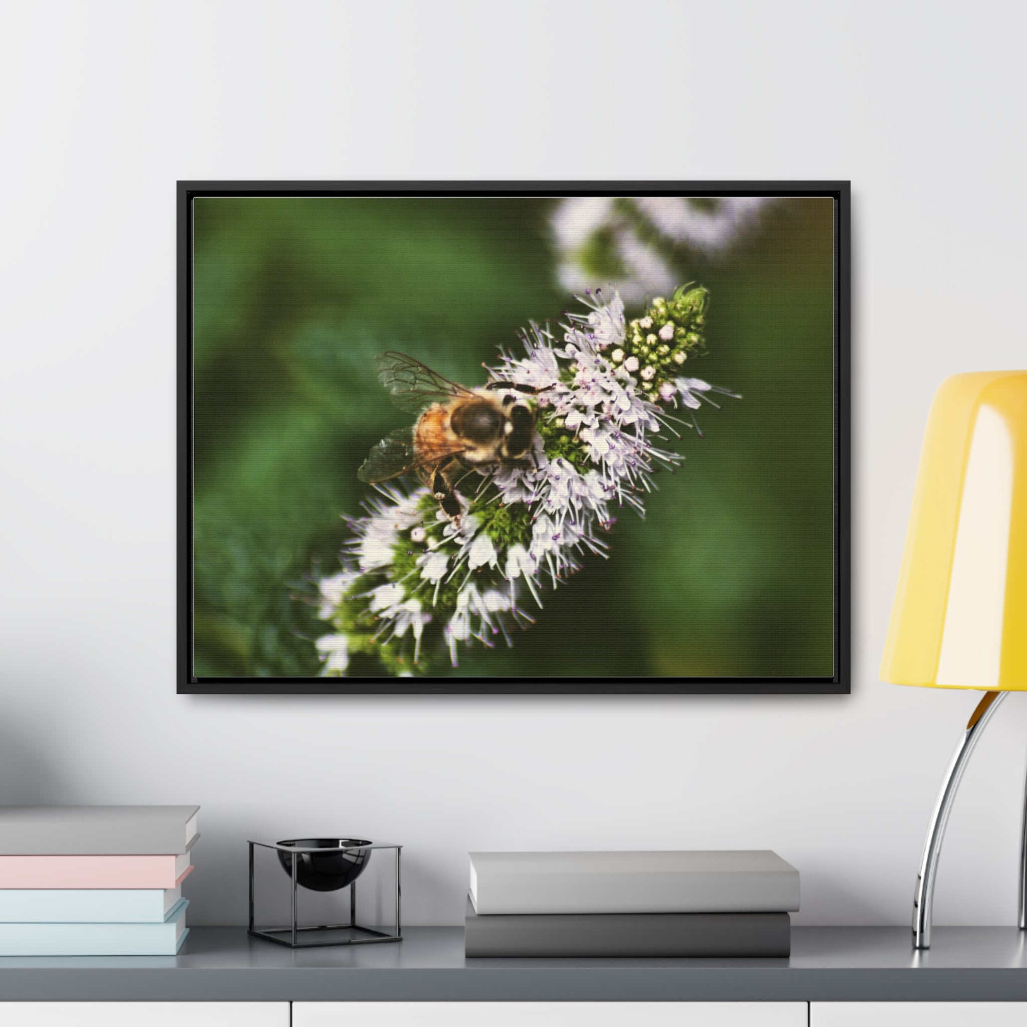 Honeybee on Mint - Gallery Canvas Wraps, Horizontal Frame