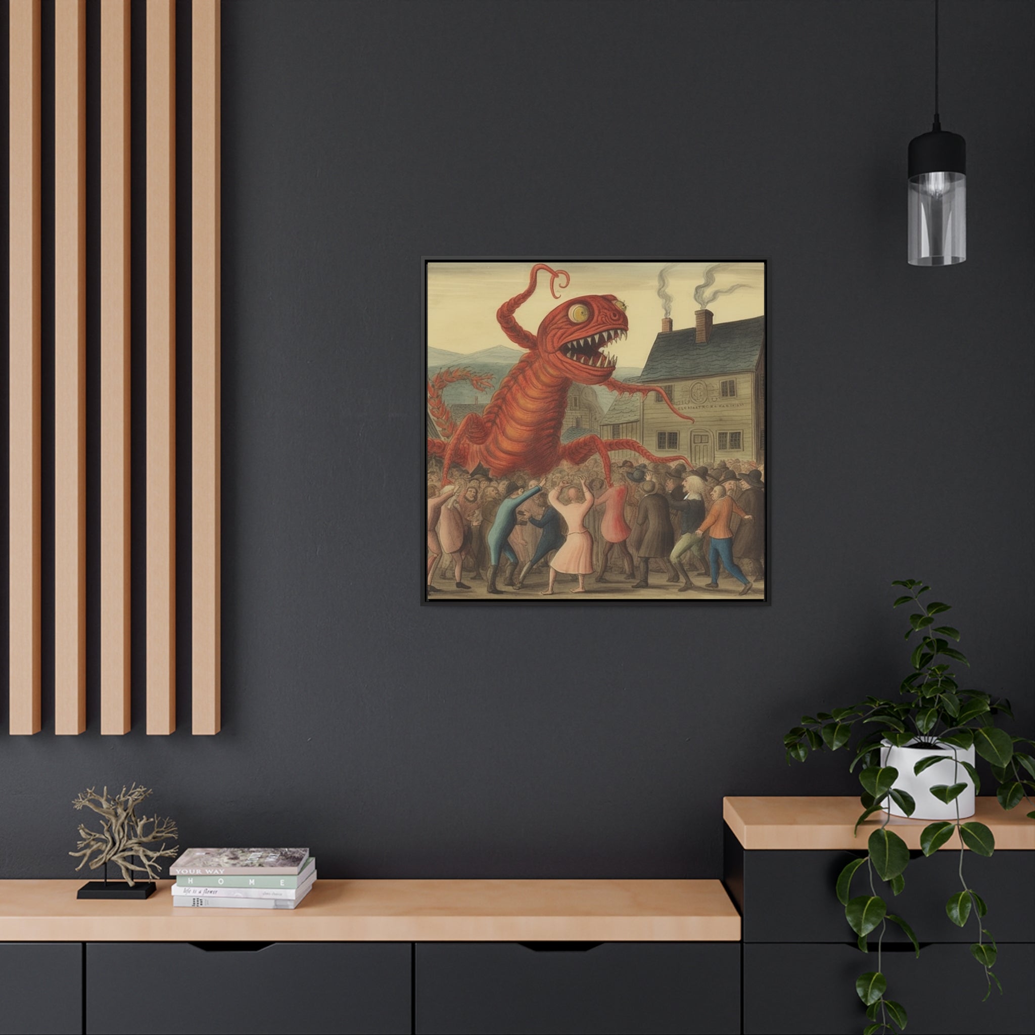 The Beast that Only Eats Vibe -- AI Collaboration -- Gallery Canvas Wraps, Square Frame