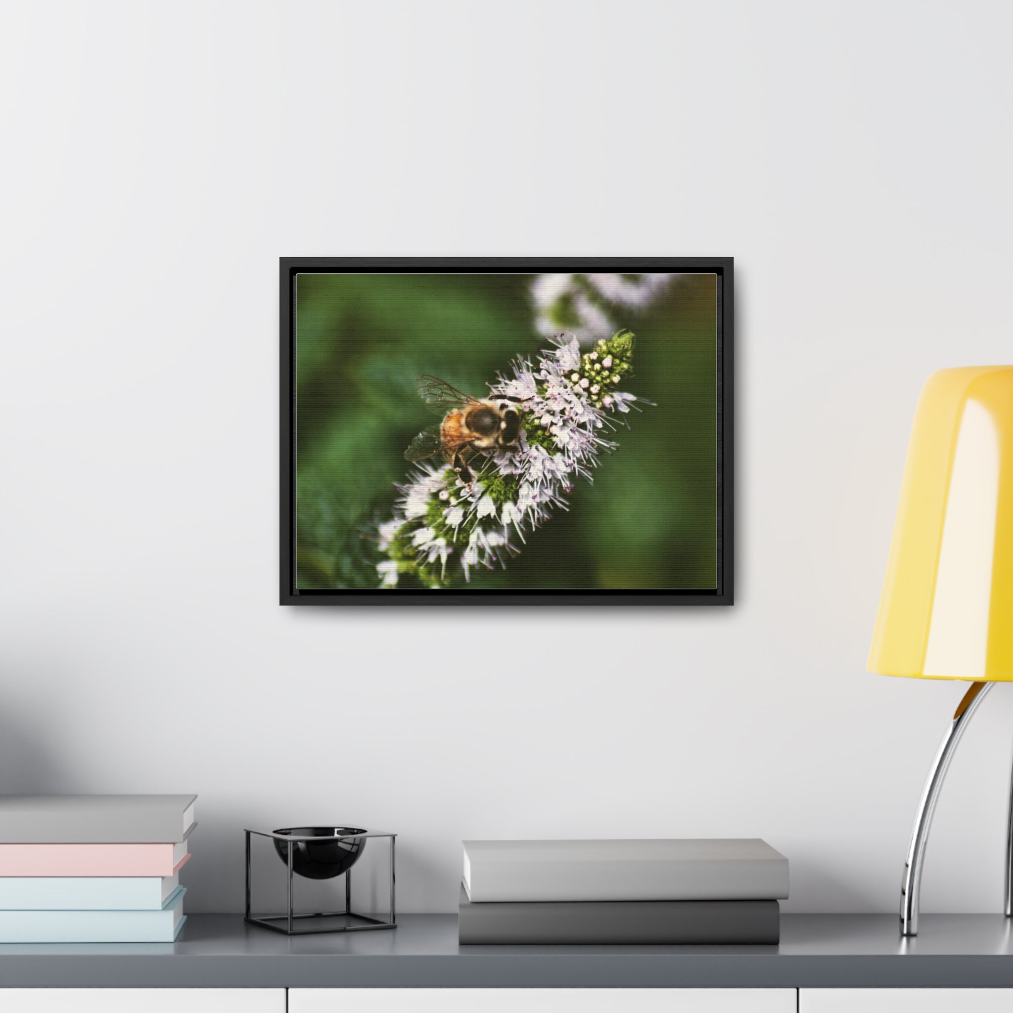 Honeybee on Mint - Gallery Canvas Wraps, Horizontal Frame