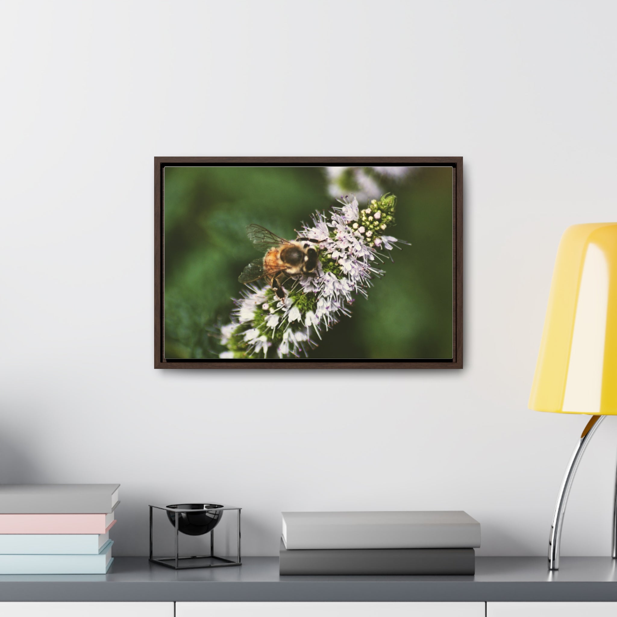 Honeybee on Mint - Gallery Canvas Wraps, Horizontal Frame