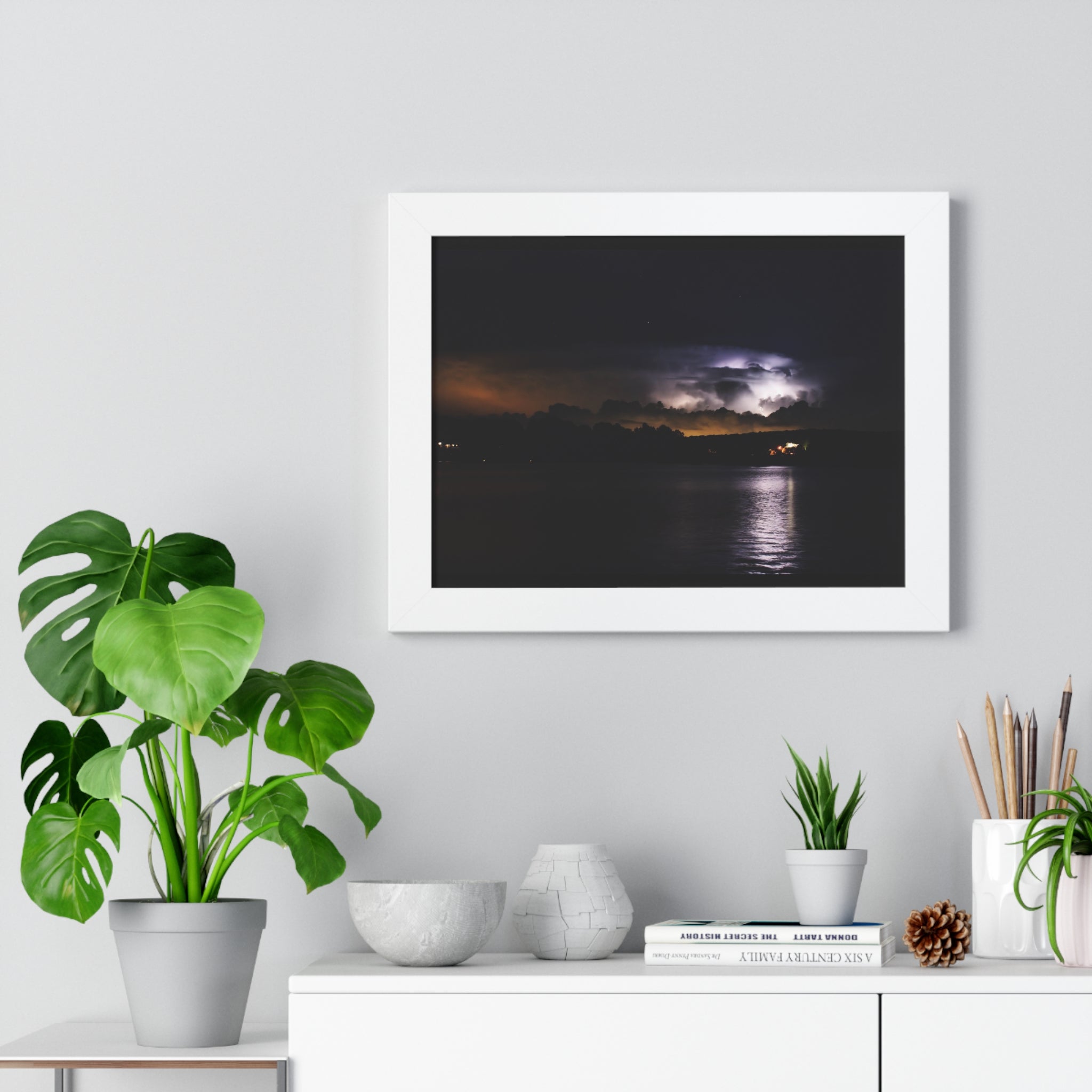 Thunderstorm in Retreat - Framed Horizontal Poster