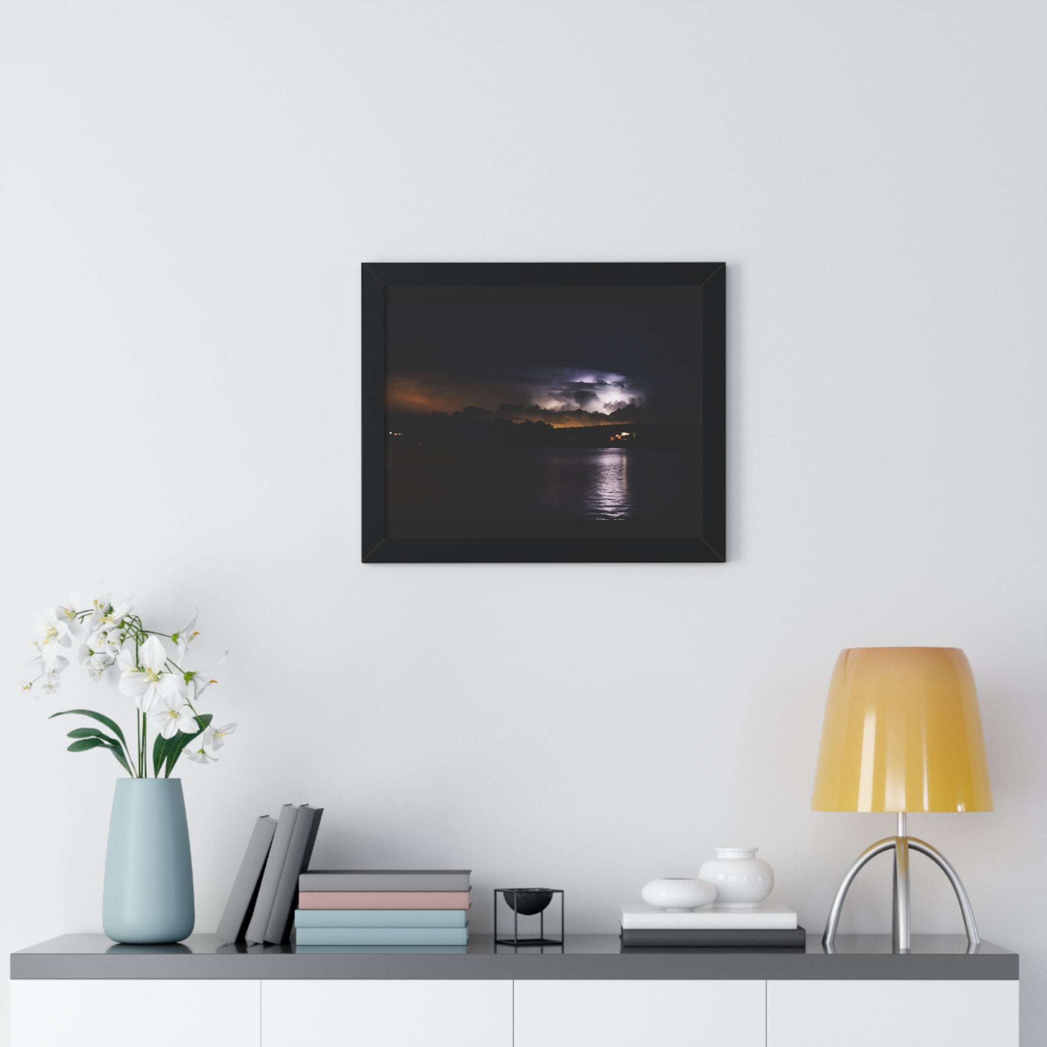Thunderstorm in Retreat - Framed Horizontal Poster