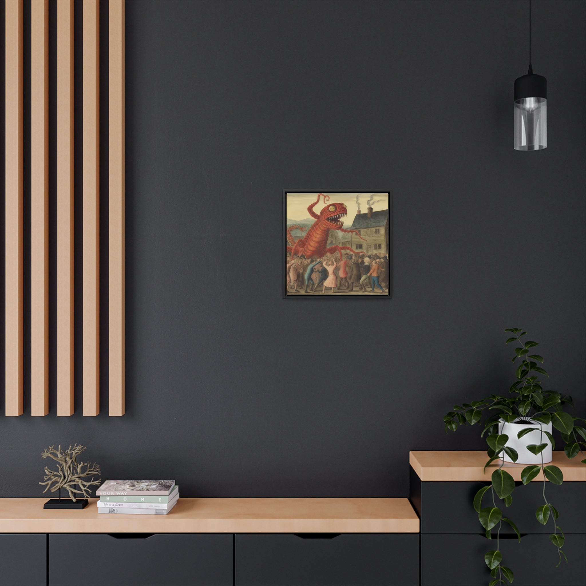 The Beast that Only Eats Vibe -- AI Collaboration -- Gallery Canvas Wraps, Square Frame