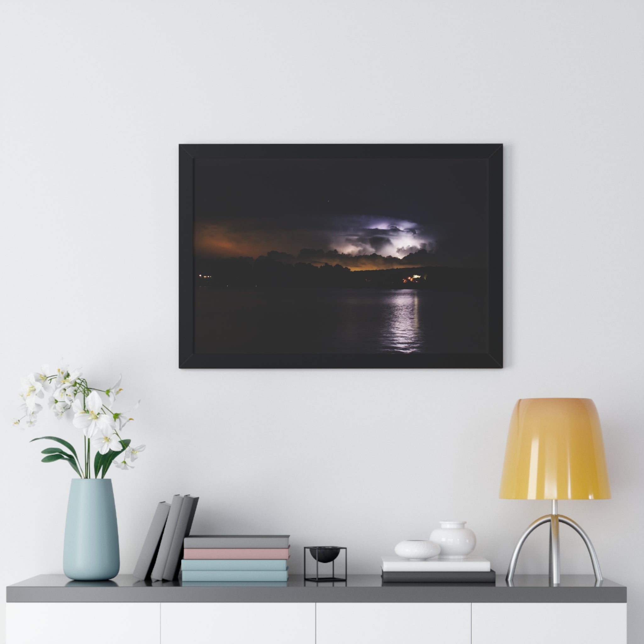 Thunderstorm in Retreat - Framed Horizontal Poster