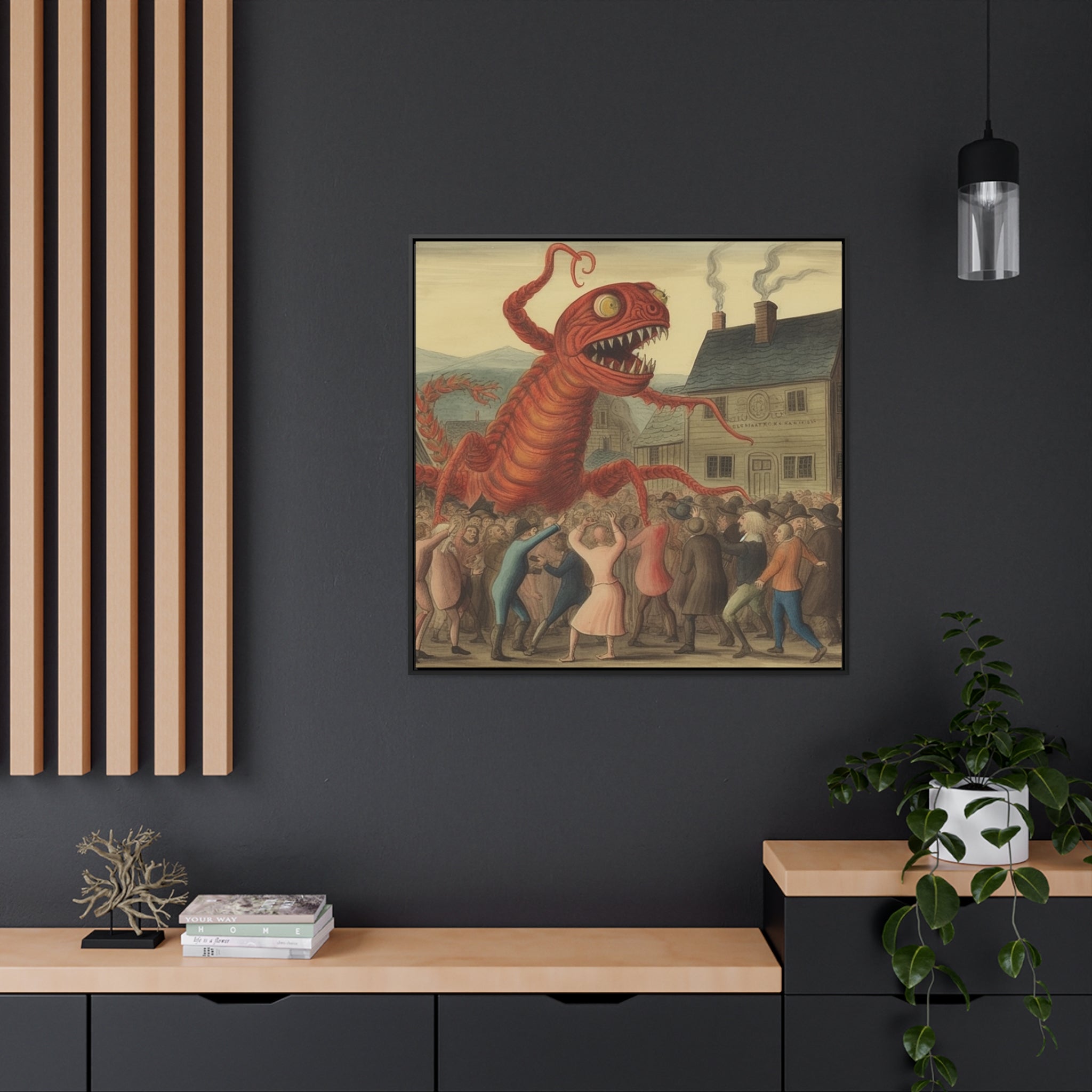 The Beast that Only Eats Vibe -- AI Collaboration -- Gallery Canvas Wraps, Square Frame