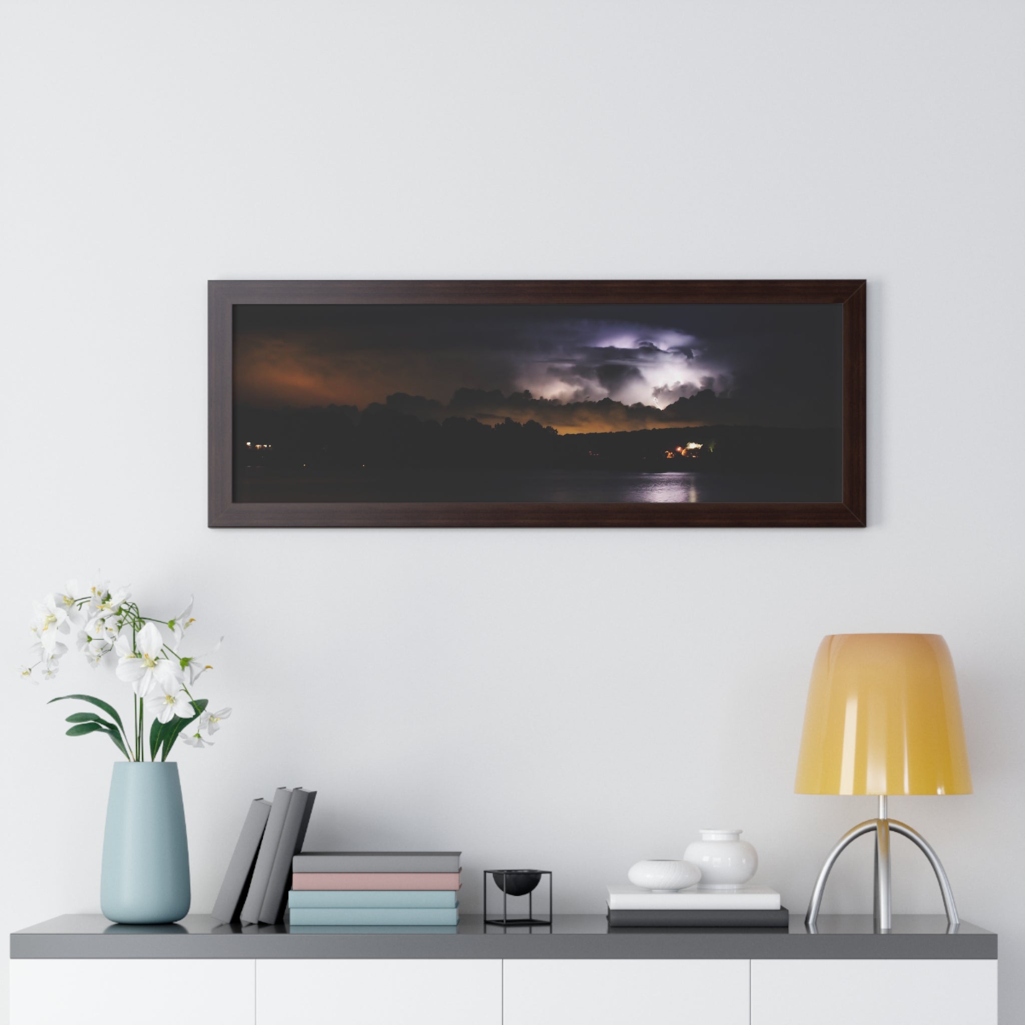 Thunderstorm in Retreat - Framed Horizontal Poster