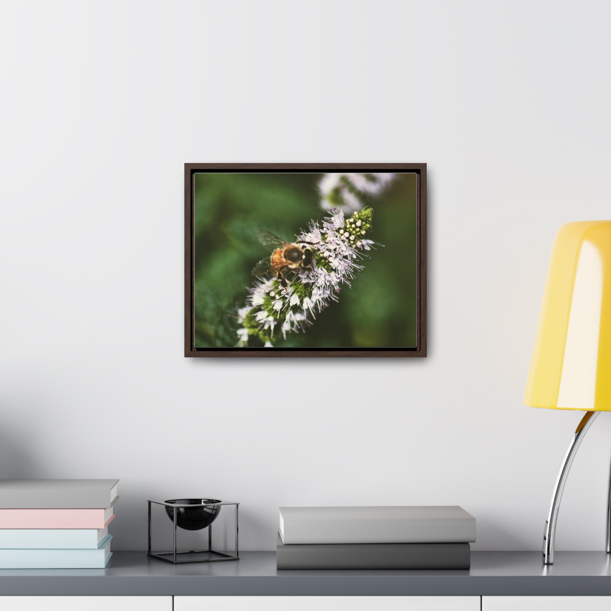 Honeybee on Mint - Gallery Canvas Wraps, Horizontal Frame