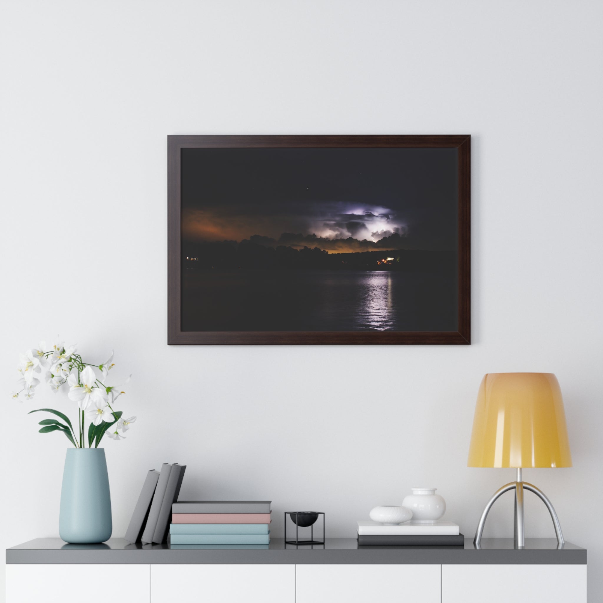 Thunderstorm in Retreat - Framed Horizontal Poster