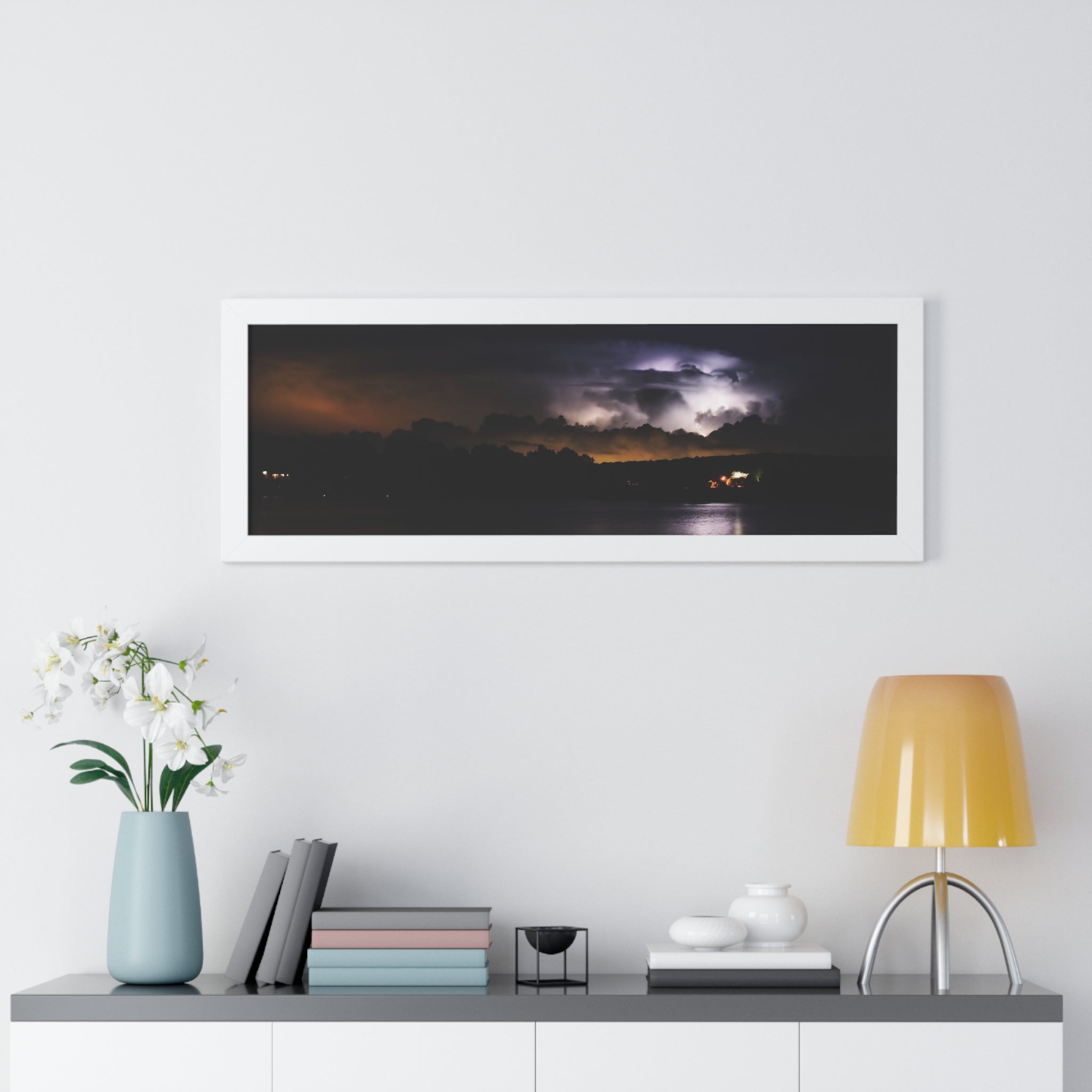 Thunderstorm in Retreat - Framed Horizontal Poster