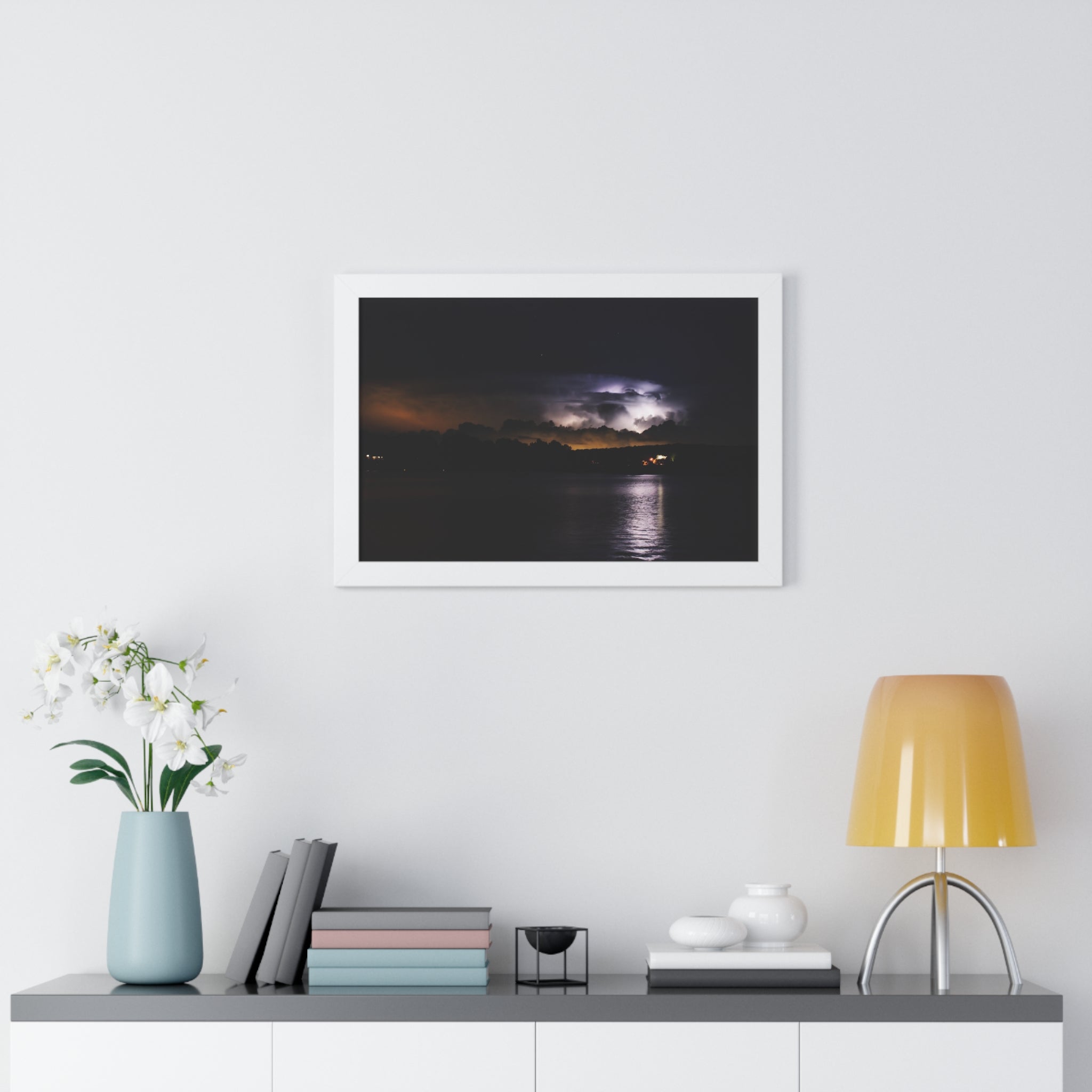 Thunderstorm in Retreat - Framed Horizontal Poster