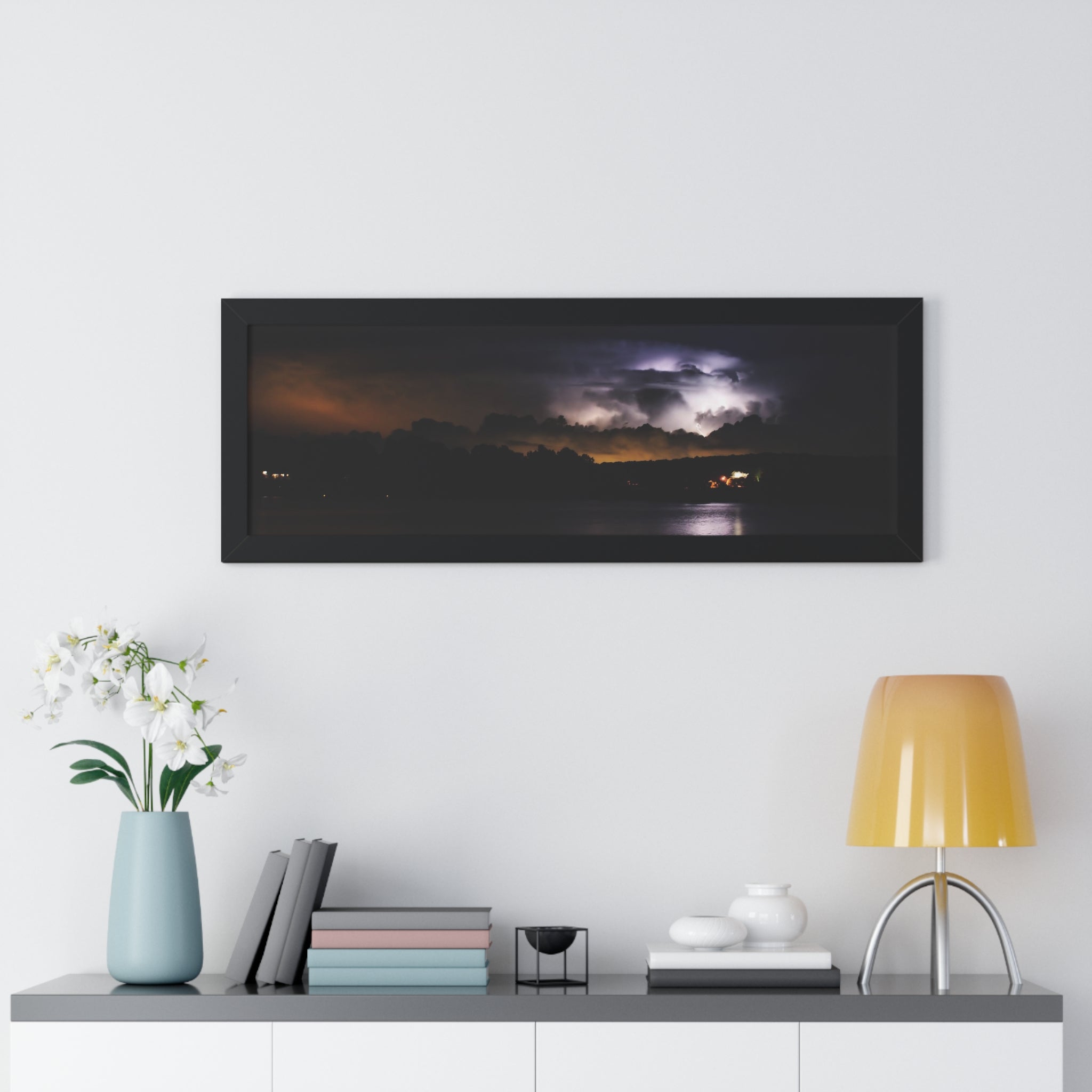 Thunderstorm in Retreat - Framed Horizontal Poster