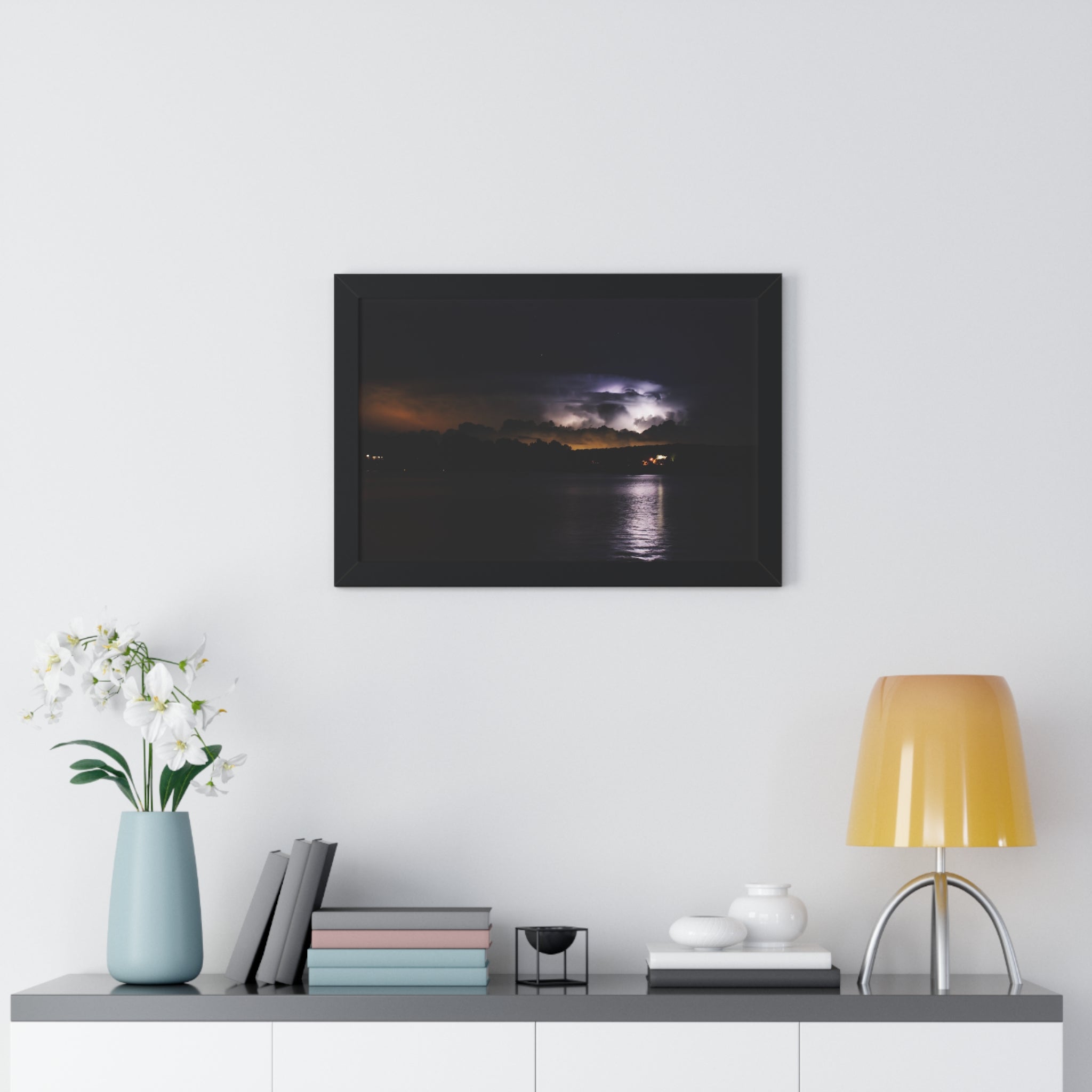 Thunderstorm in Retreat - Framed Horizontal Poster