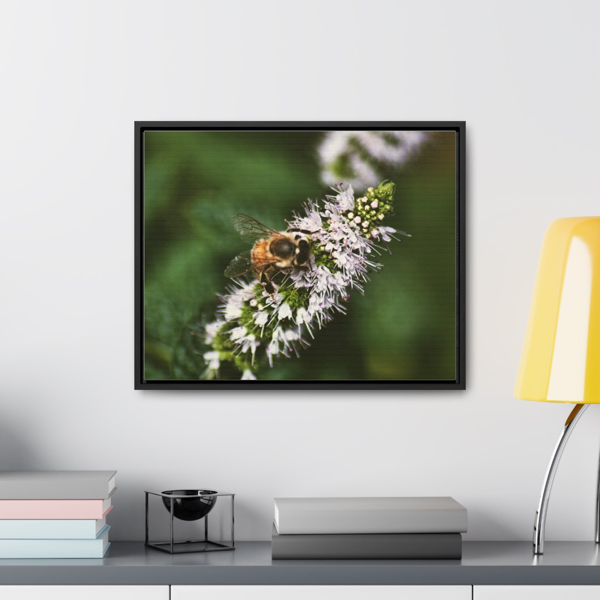 Honeybee on Mint - Gallery Canvas Wraps, Horizontal Frame
