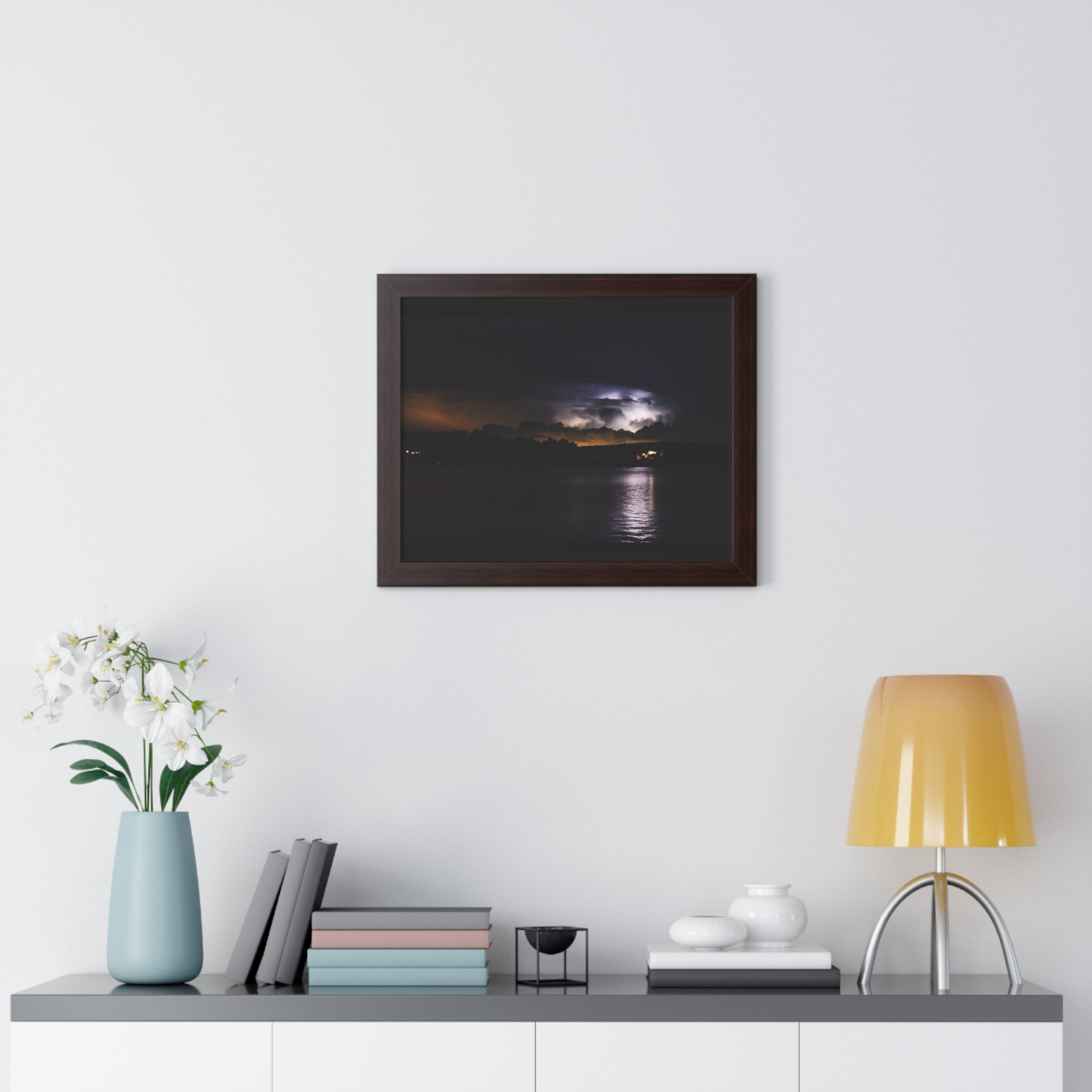 Thunderstorm in Retreat - Framed Horizontal Poster