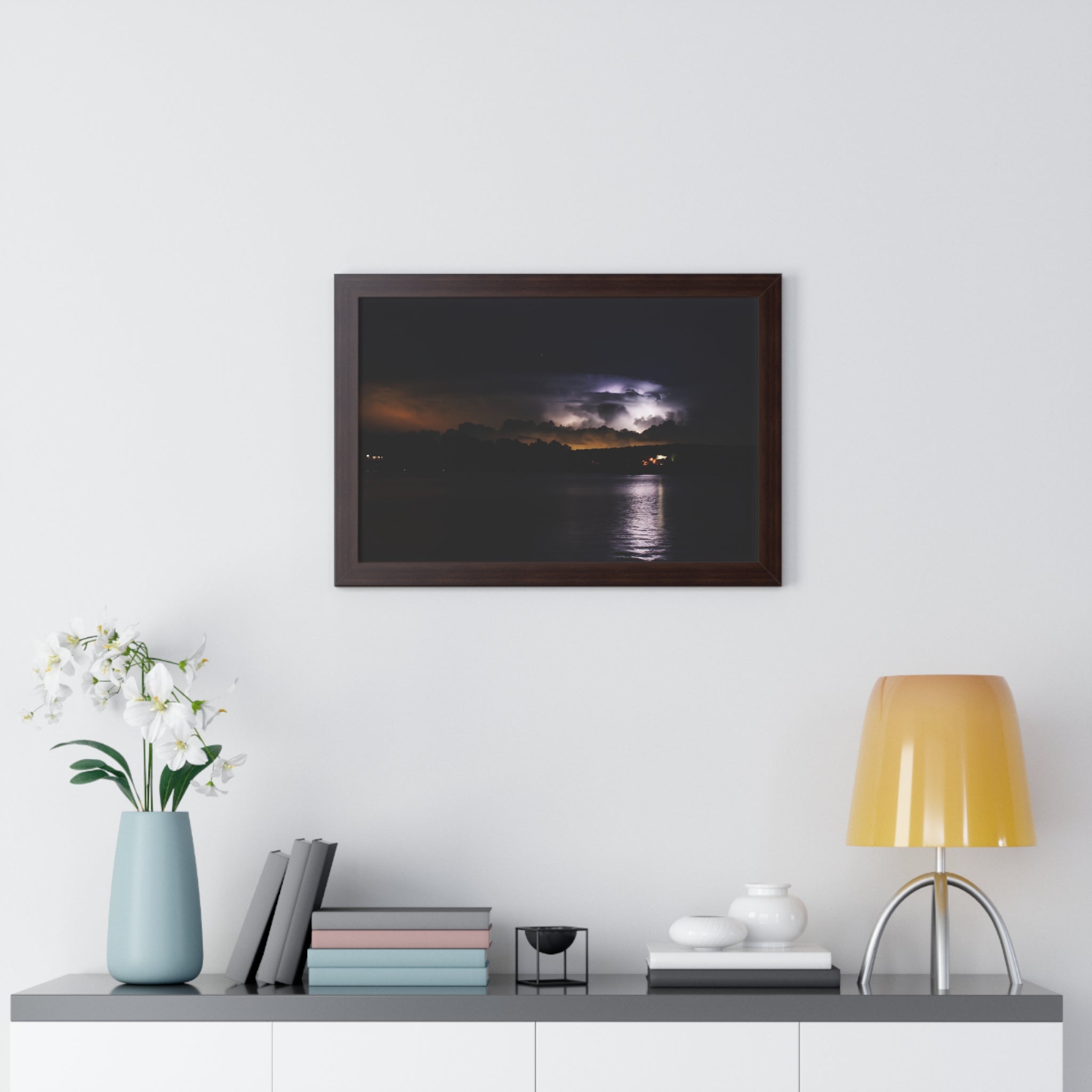 Thunderstorm in Retreat - Framed Horizontal Poster