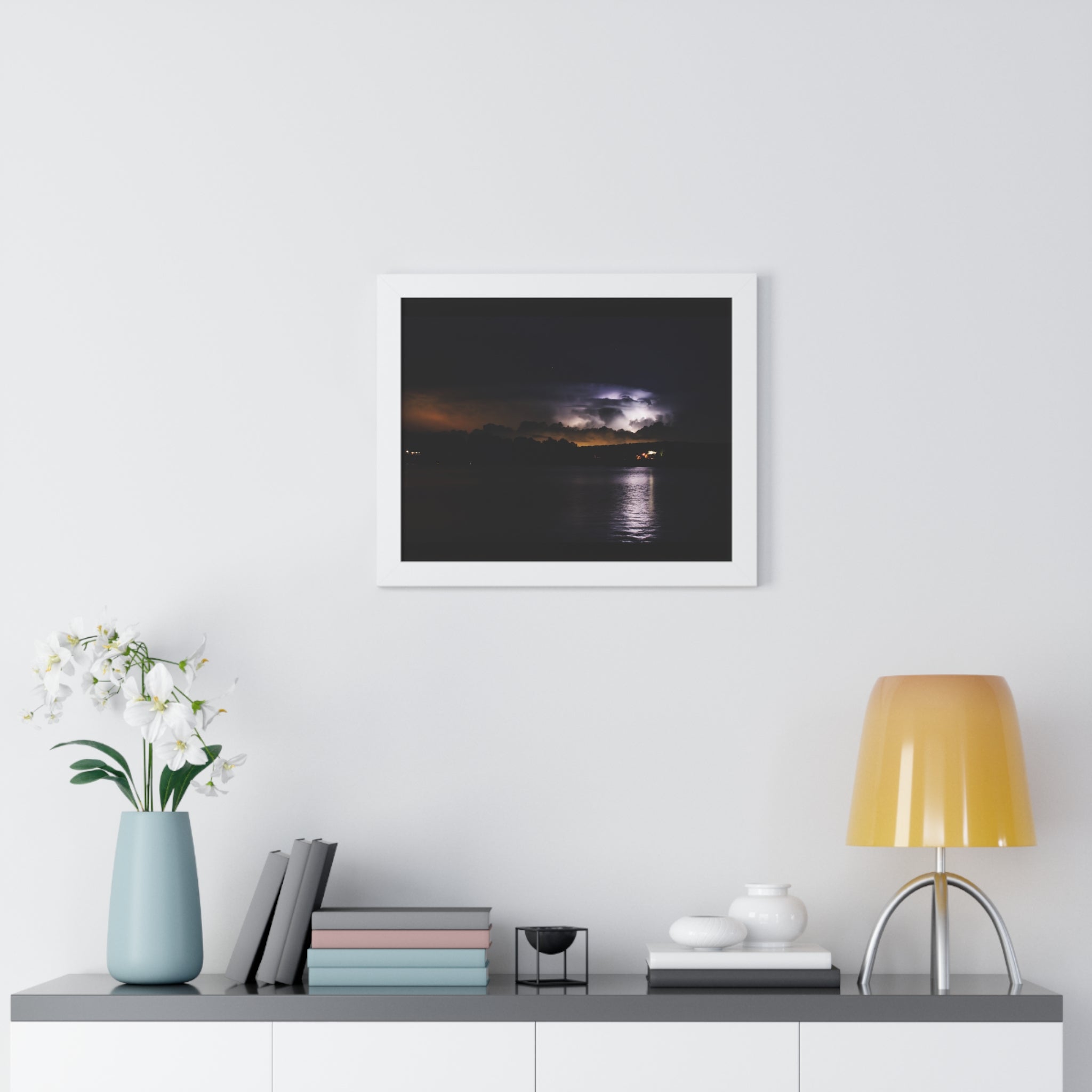 Thunderstorm in Retreat - Framed Horizontal Poster