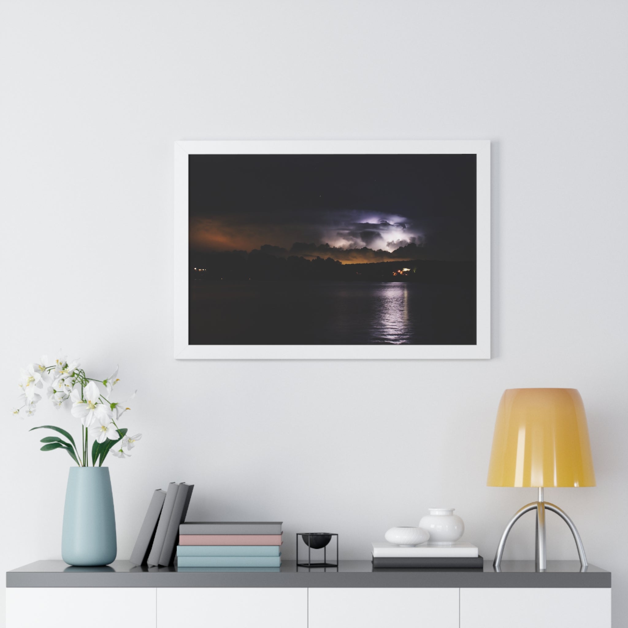 Thunderstorm in Retreat - Framed Horizontal Poster