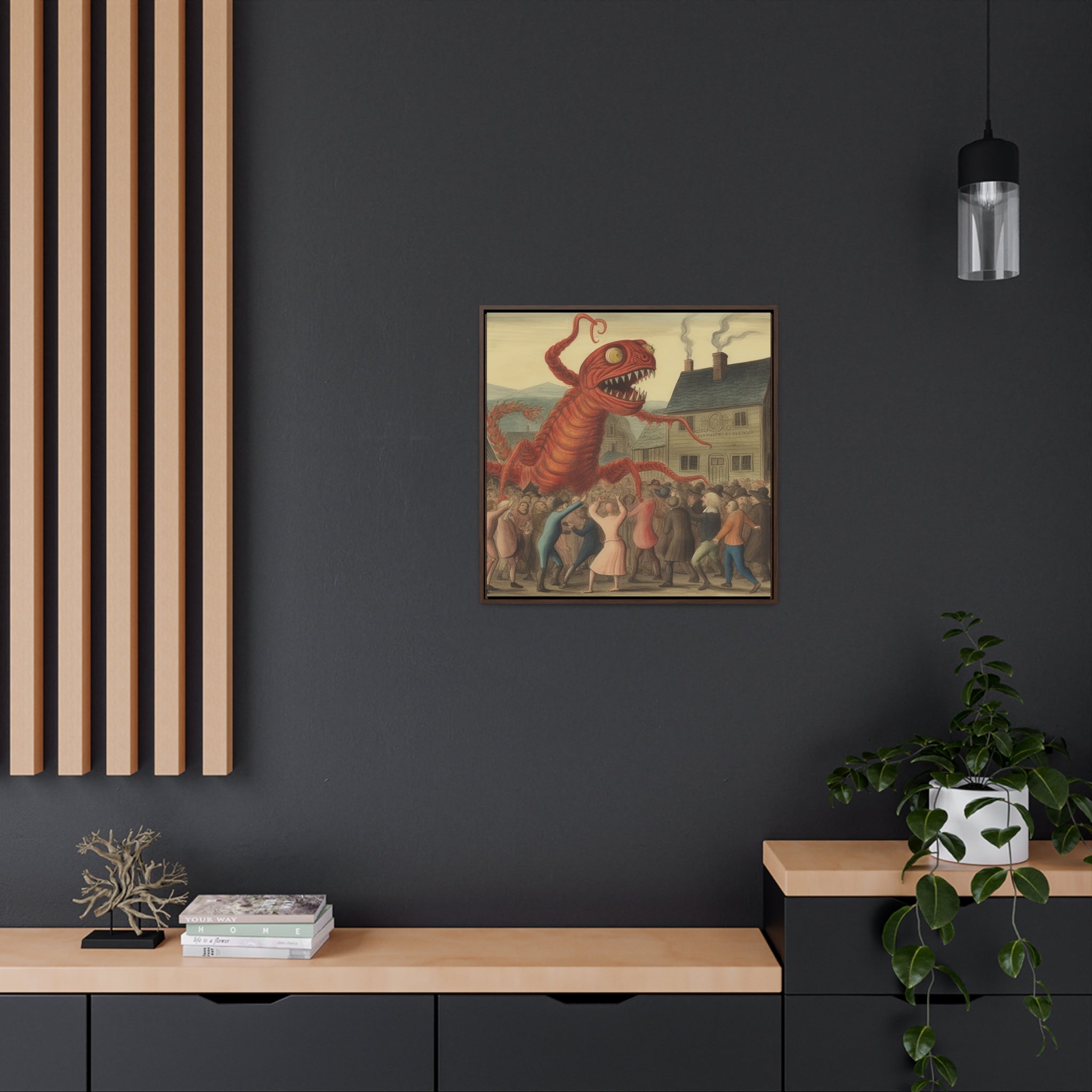 The Beast that Only Eats Vibe -- AI Collaboration -- Gallery Canvas Wraps, Square Frame